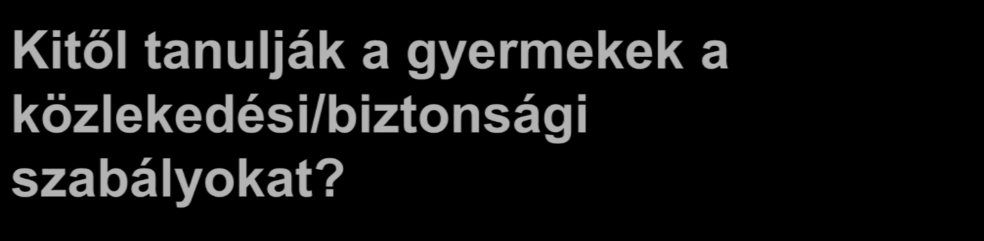 A biztonságos közlekedésre felkészítés helyzete Kitől tanulják a gyermekek a közlekedési/biztonsági szabályokat?