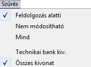 o Nyitott számlák A képernyőn adott bankkivonatot leválogatva, majd a képernyő alsó részén, adott partner nevére ráállva, a riport az adott partner nyitott számláit mutatja.