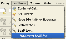 Poligon digitalizálás előkészítése Állítsuk be a toleranciát és a topológikus szerkesztést! 1. Megnyitjuk a Tárgyraszter beállítások ablakot! 2.