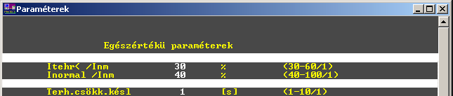 A funkció a következő paraméterek beállítását igényli: Név LCD kijelző Min Max Lépés Megjegyzés Iterhcs Itehr< /Inm % 30 60 5 Terhelés-csökkenési áram a motor névleges áramának százalékában (a
