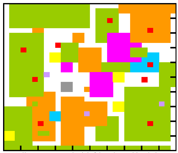 zöld:44 %, narancs: 20 %, rózsaszín (pink):6 %, kék:2 %, sárga:2 %,