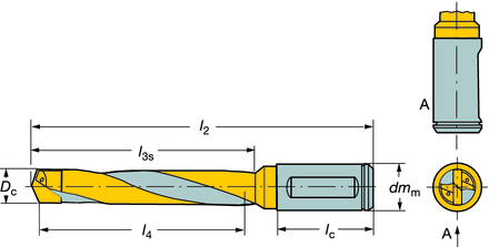 ÚRÁS Coromant elta Coromant elta 5 c Az ISO 9766 szerinti hengeres fúrószár lelapolással uratátmérő: 9,525-19,05 mm (0,375-0,750 col) uratmélység: 5 c urattűrés elületminőség: Hűtőfolyadék: 0 /