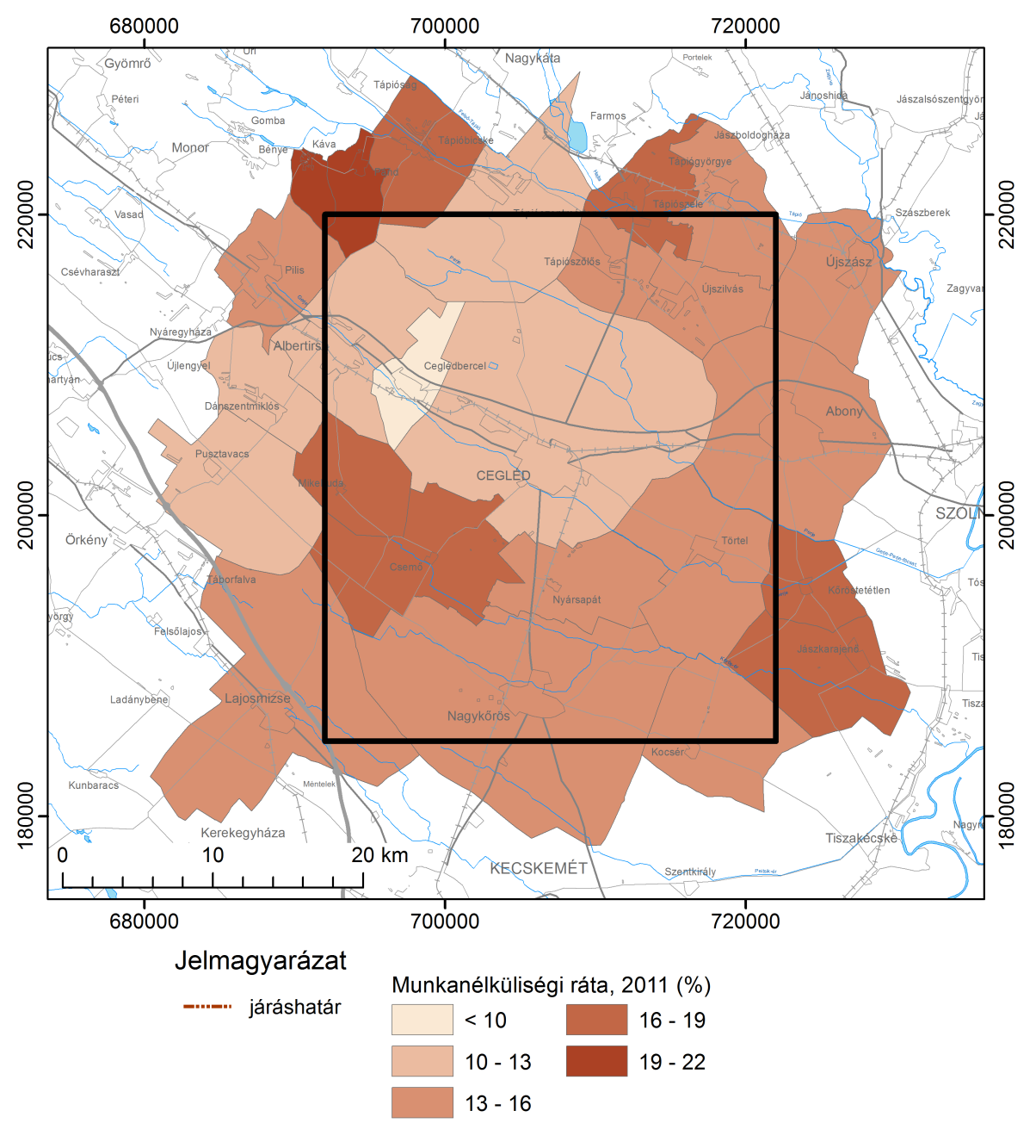Újszilvás. Komplex érzékenységi és terhelhetőségi vizsgálati tanulmány 4. ábra. Újszilvás vizsgálati területen mért munkanélküliségi ráta, 2011 (%) A mintaterületen élők jövedelmi viszonyai (5.