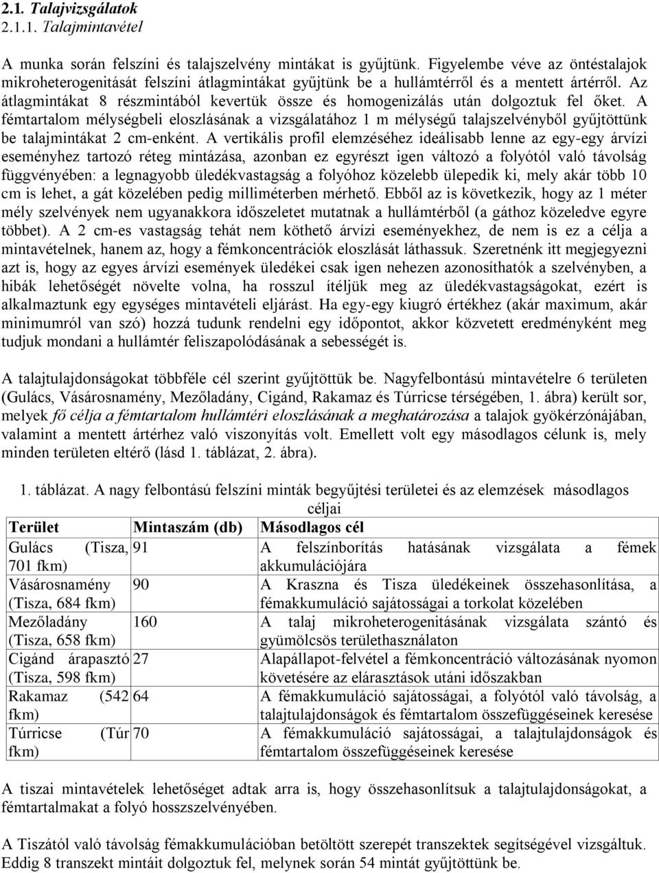 Az átlagmintákat 8 részmintából kevertük össze és homogenizálás után dolgoztuk fel őket.