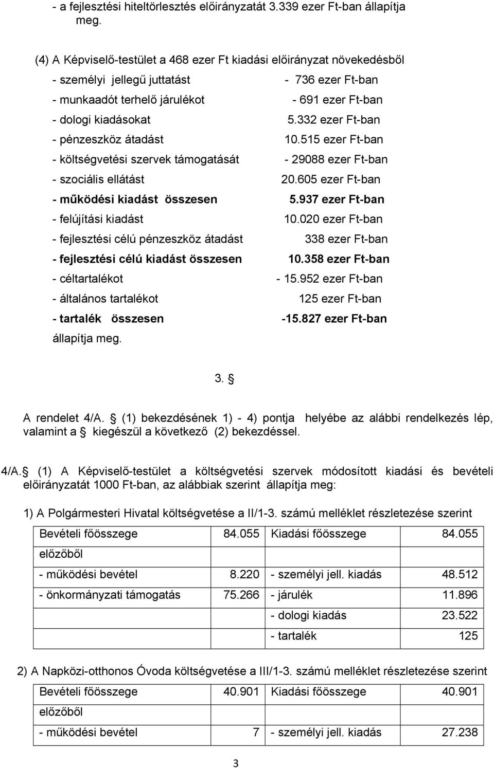 332 ezer Ft-ban - pénzeszköz átadást 10.515 ezer Ft-ban - költségvetési szervek támogatását - 29088 ezer Ft-ban - szociális ellátást 20.605 ezer Ft-ban - működési kiadást összesen 5.