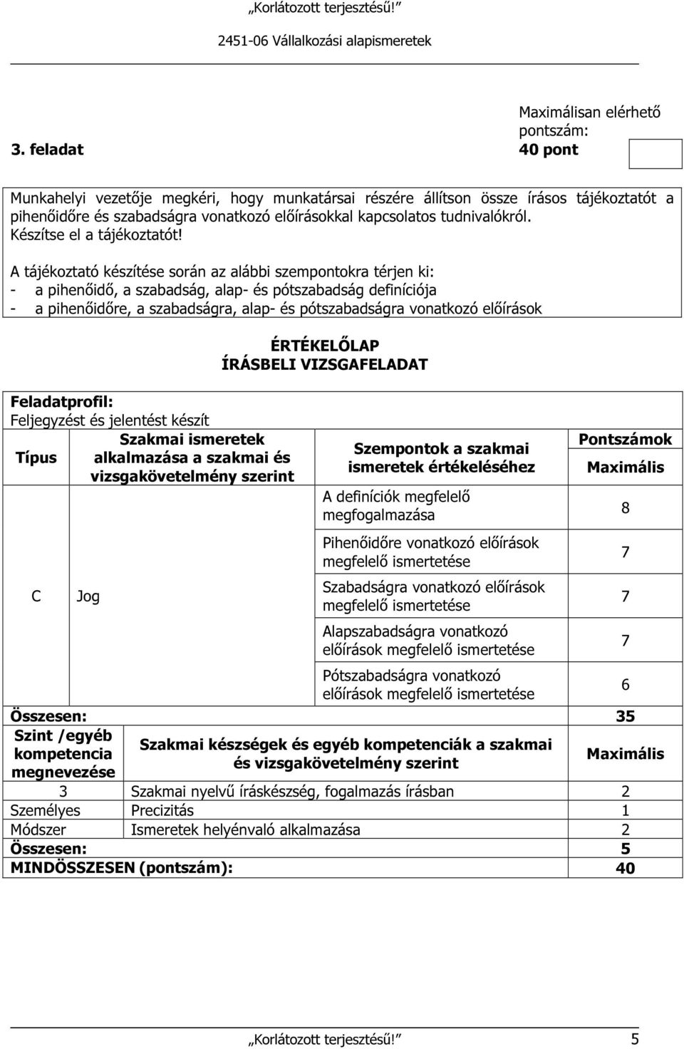 A tájékoztató készítése során az alábbi szempontokra térjen ki: - a pihenőidő, a szabadság, alap- és pótszabadság definíciója - a pihenőidőre, a szabadságra, alap- és pótszabadságra vonatkozó