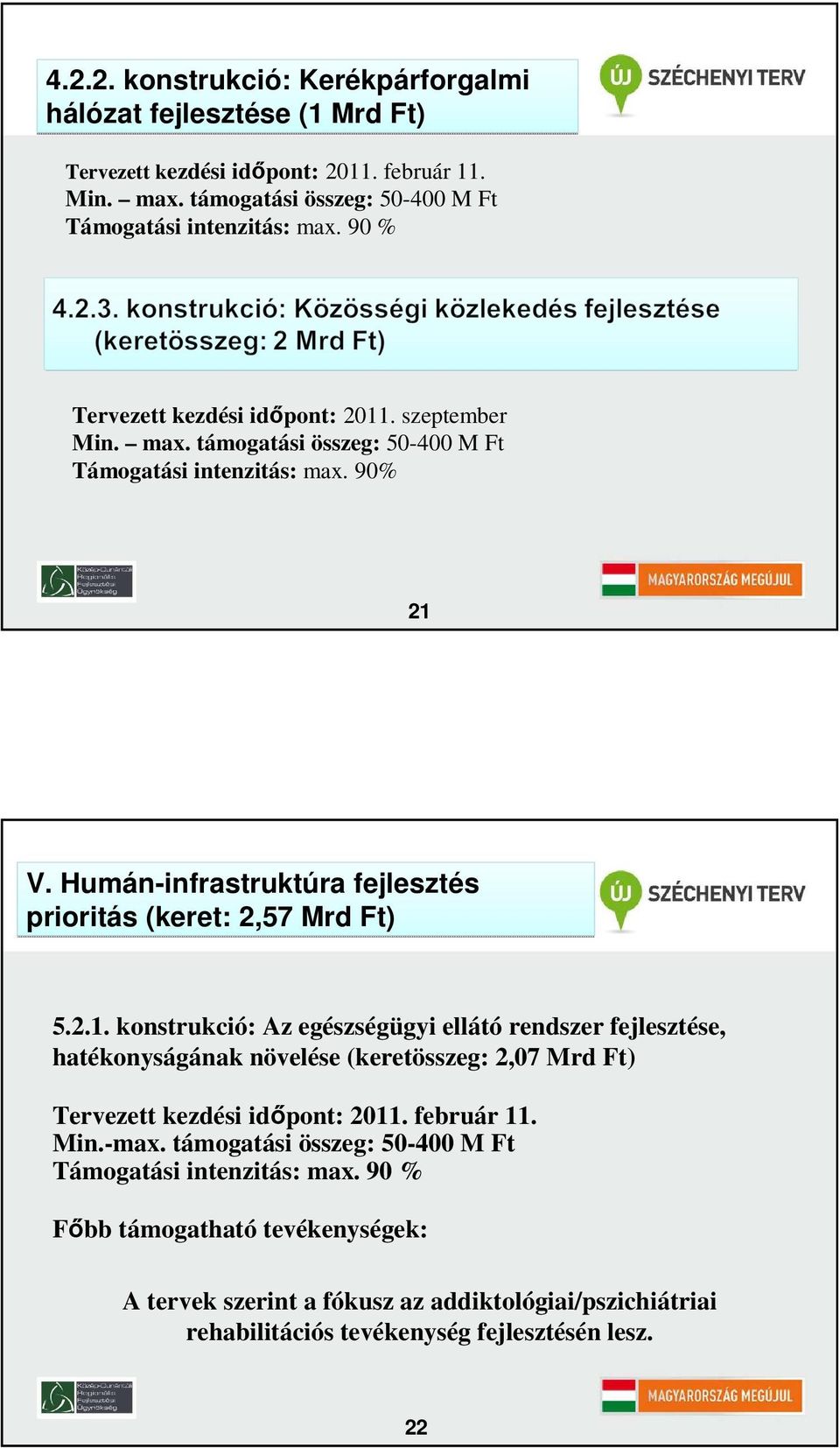 Humán-infrastruktúra fejlesztés prioritás (keret: 2,57 Mrd Ft) 5.2.1.