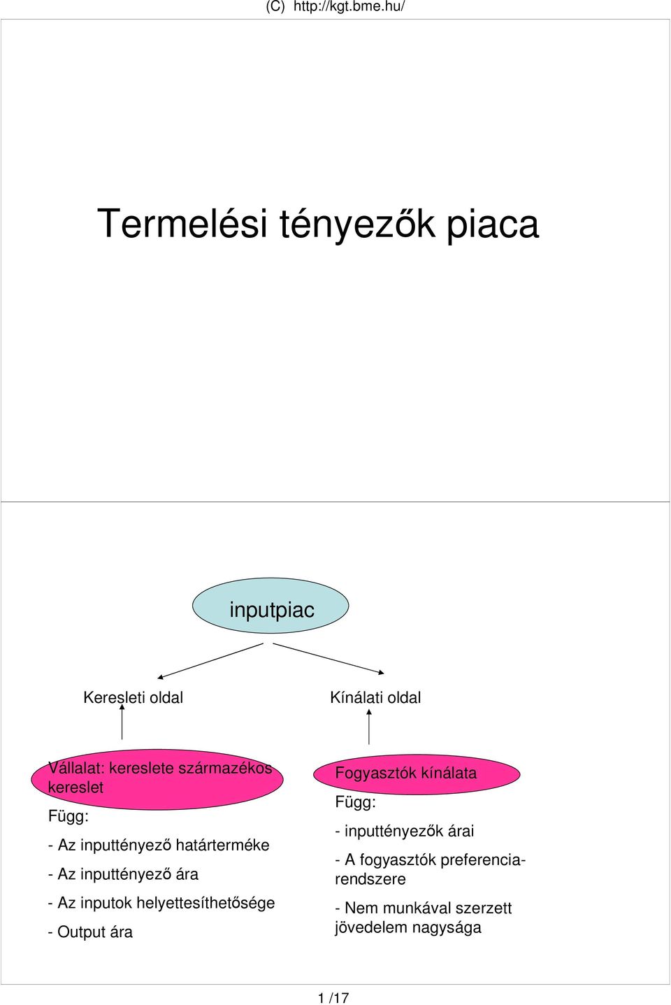 ára - Az inputok helyettesíthetısége - Output ára Fogyasztók kínálata Függ: -