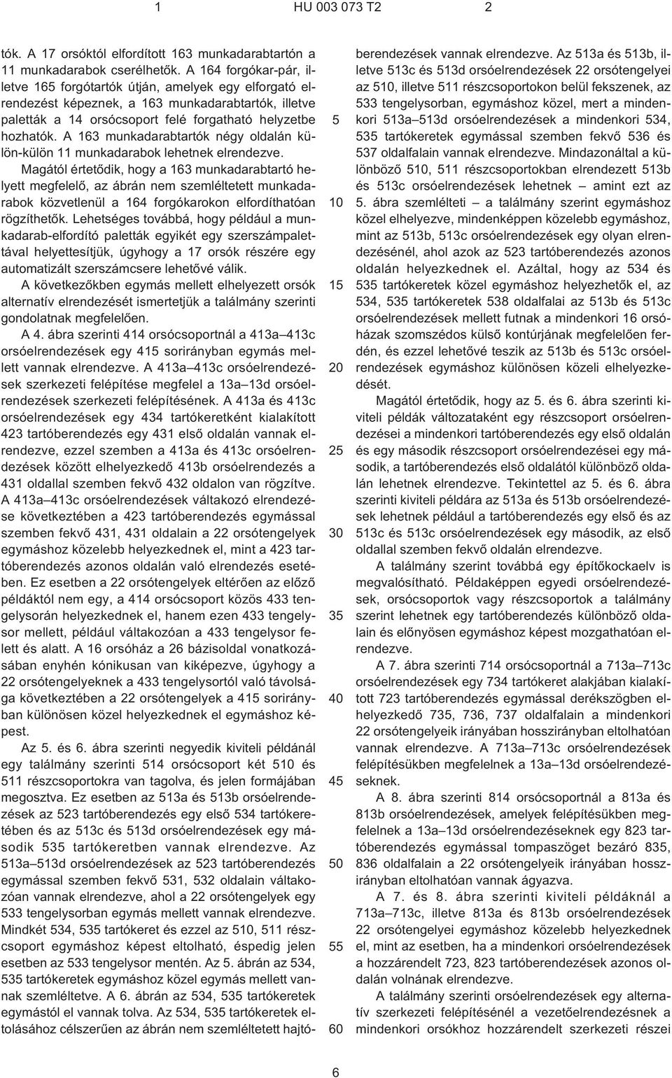 A 163 munkadarabtartók négy oldalán külön-külön 11 munkadarabok lehetnek elrendezve.