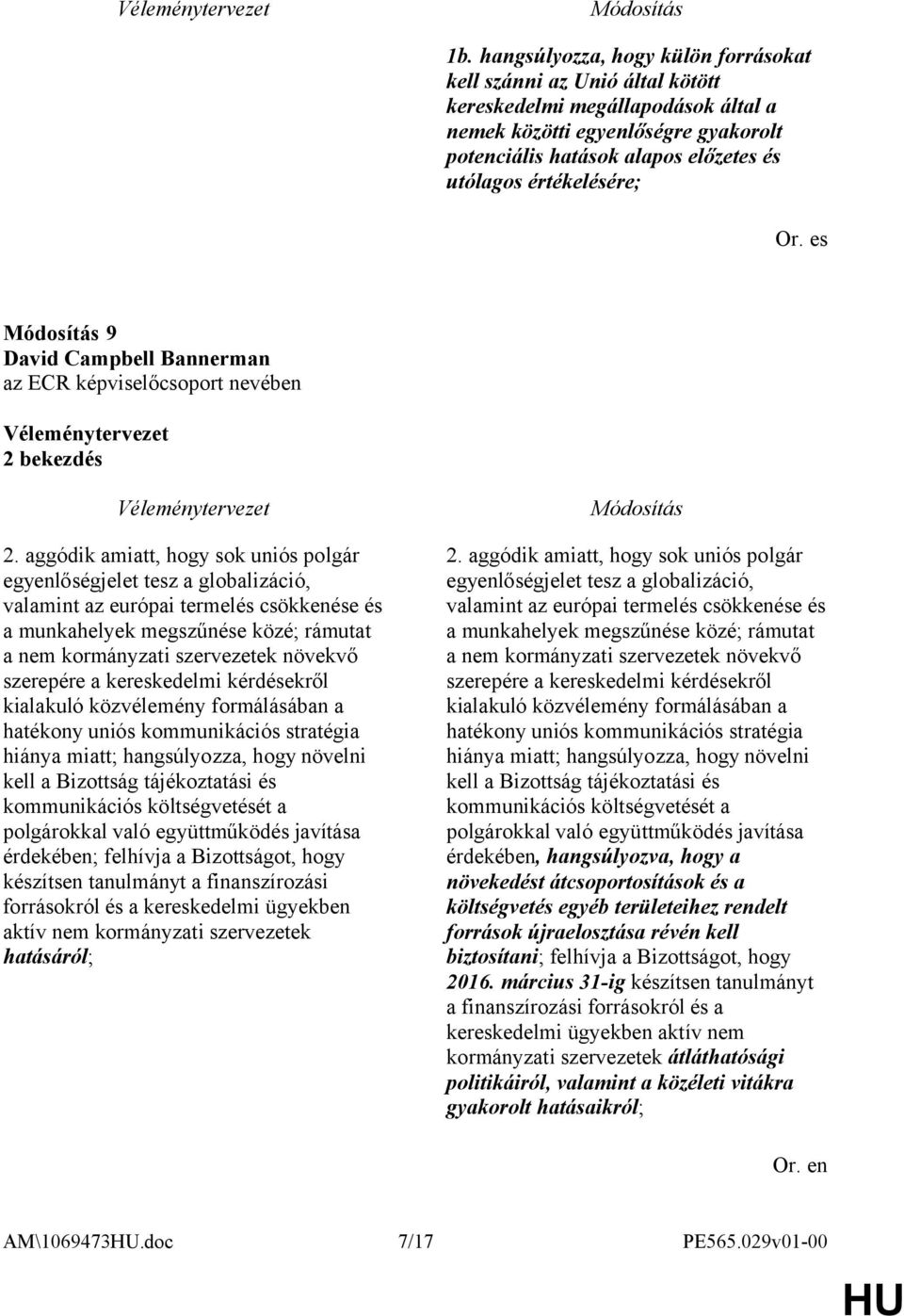 aggódik amiatt, hogy sok uniós polgár egyenlőségjelet tesz a globalizáció, valamint az európai termelés csökkenése és a munkahelyek megszűnése közé; rámutat a nem kormányzati szervezetek növekvő