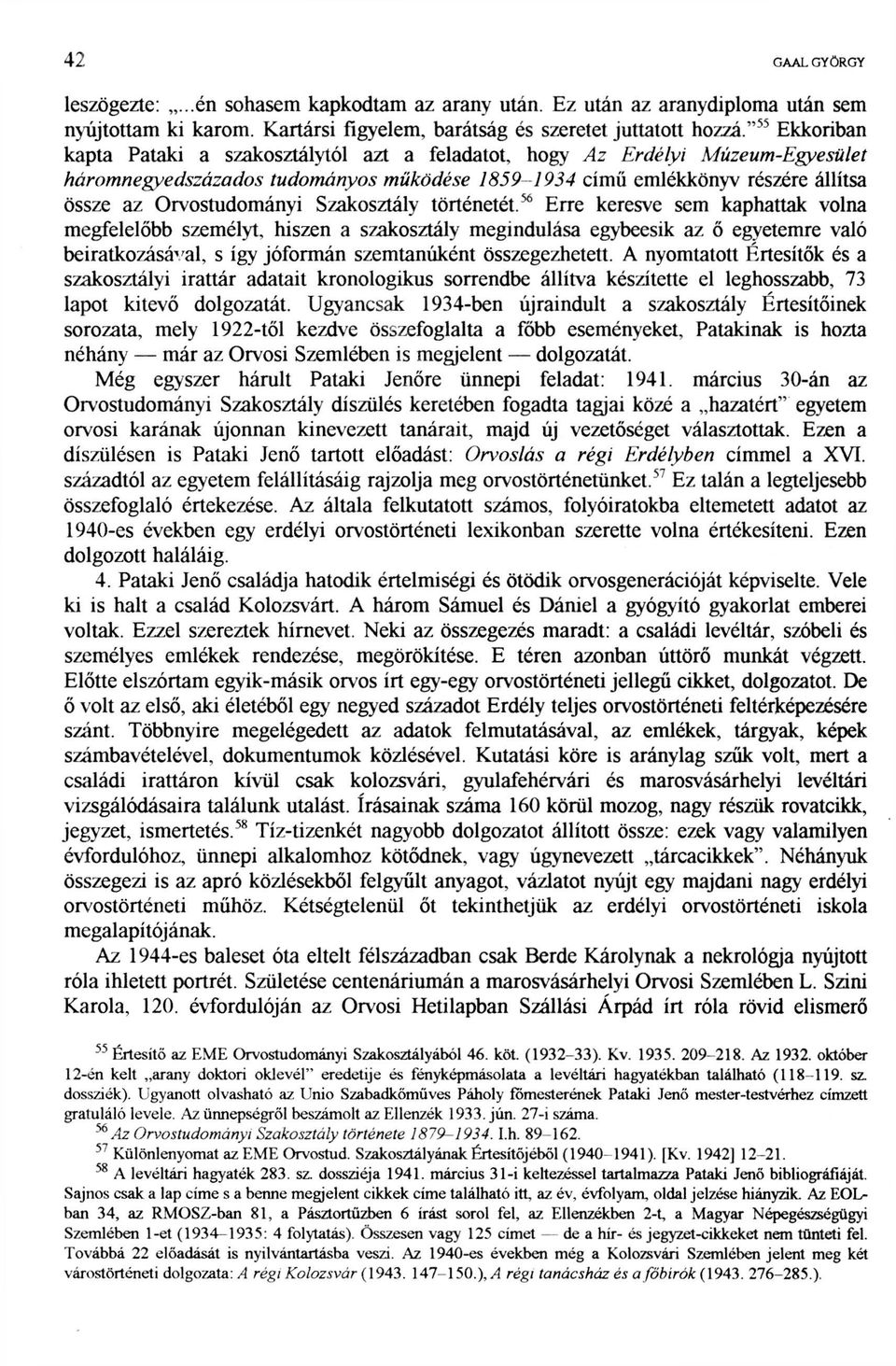 Orvostudományi Szakosztály történetét.