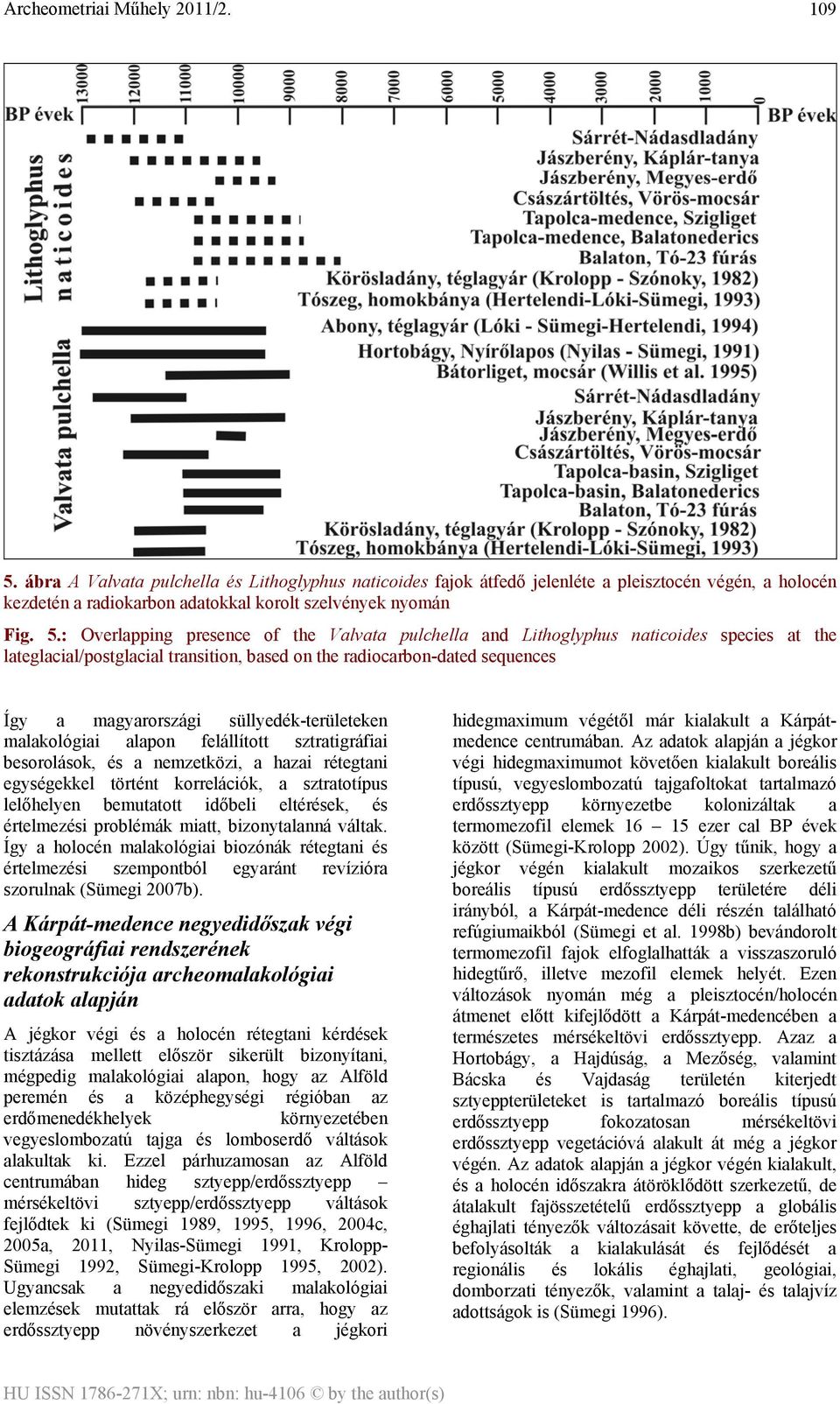 : Overlapping presence of the Valvata pulchella and Lithoglyphus naticoides species at the lateglacial/postglacial transition, based on the radiocarbon-dated sequences Így a magyarországi