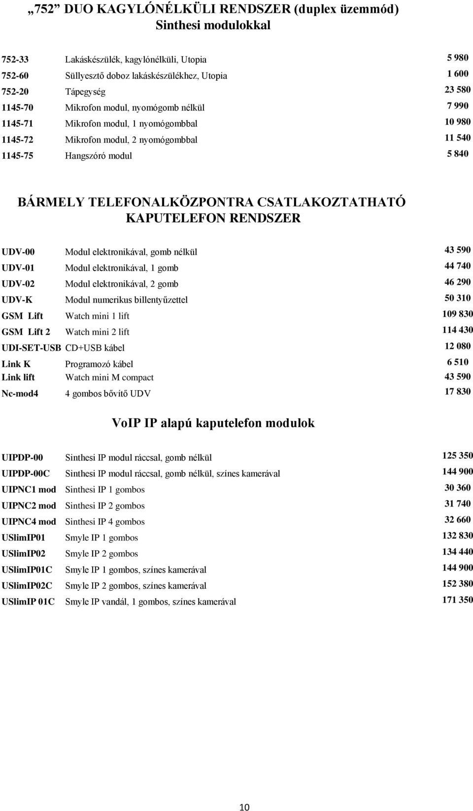 CSATLAKOZTATHATÓ KAPUTELEFON RENDSZER UDV-00 Modul elektronikával, gomb nélkül 43 590 UDV-01 Modul elektronikával, 1 gomb 44 740 UDV-02 Modul elektronikával, 2 gomb 46 290 UDV-K Modul numerikus