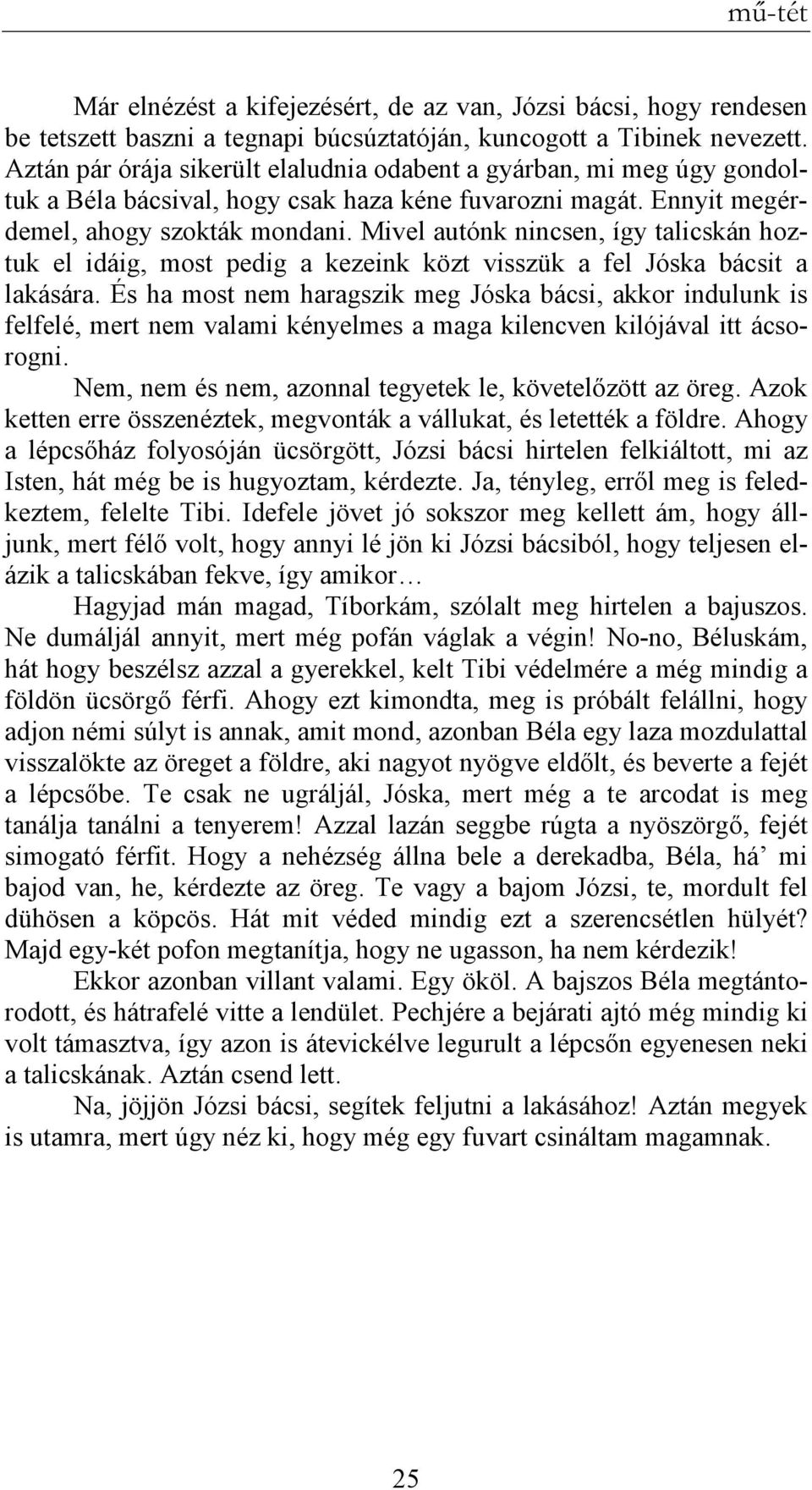 Mivel autónk nincsen, így talicskán hoztuk el idáig, most pedig a kezeink közt visszük a fel Jóska bácsit a lakására.