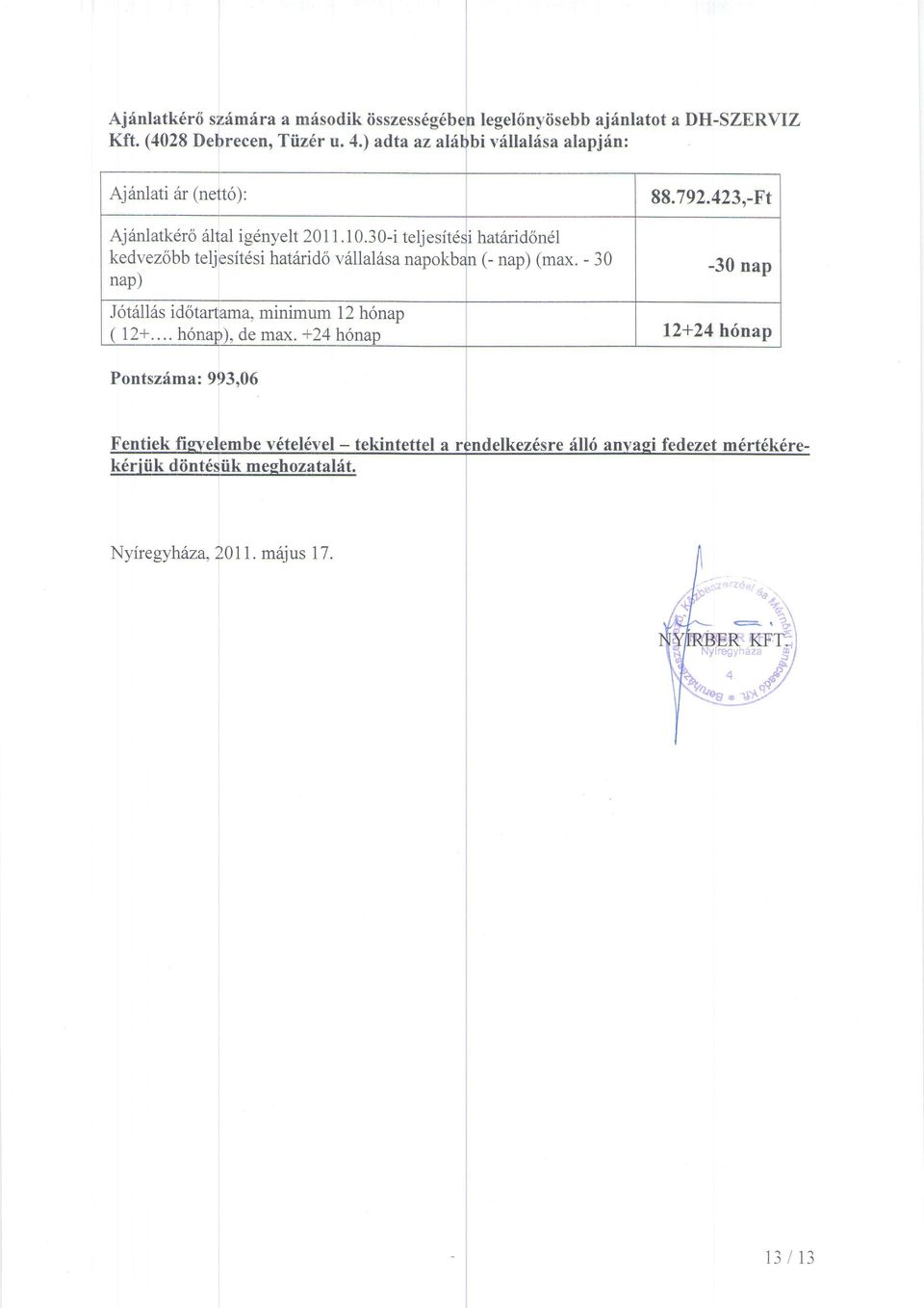 30-i telj esitdri hataridondl kedvezobb telj esit6si hatrlrido v6llalisa napokbin (- (max.- 30 J6t6ll6s id6tartama, minimum 12 honap (12+... h6, de max.