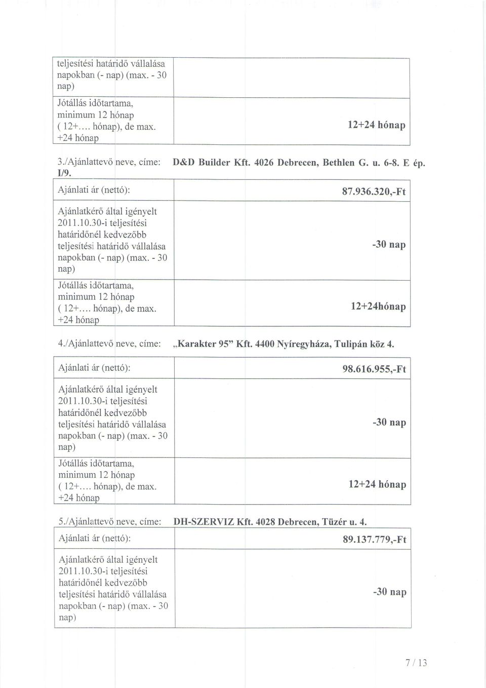 30-i teljesit6si hat6ridoni6l kedvezobb telj esit6sil hataridd v6ilal6sa napokbarr C (max. - 30 J6t61l6s icotartama. minimunr l2.honap (12+... h6, de max. +24honet 12+24h6nap 4.