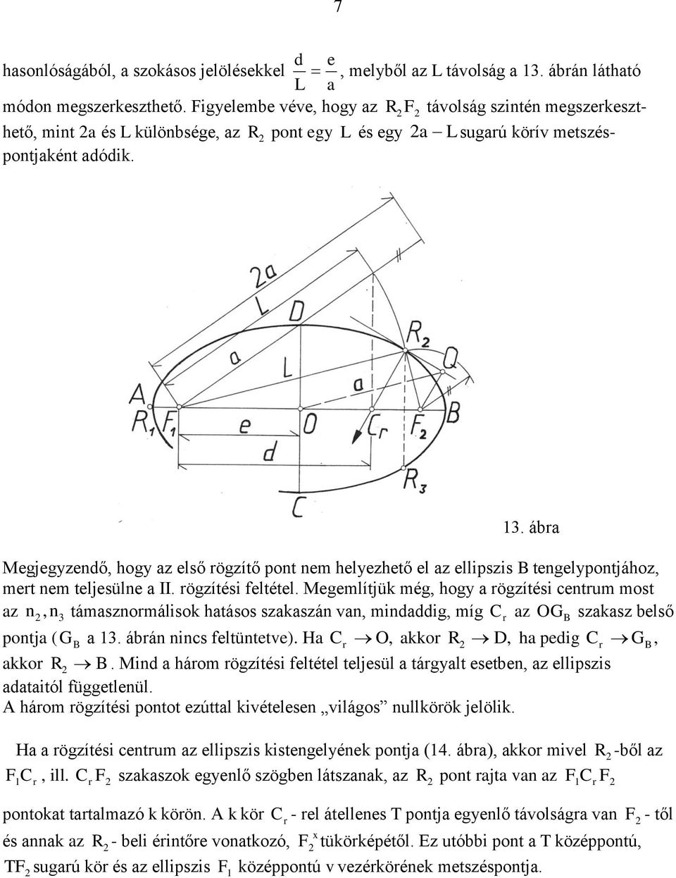 ába Megjegyzendő, hogy az első ögzítő pont nem helyezhető el az ellipszis B tengelypontjához, met nem teljesülne a II. ögzítési feltétel.