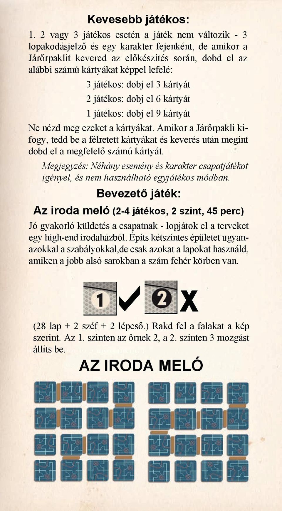 Amikor a Járőrpakli kifogy, tedd be a félretett kártyákat és keverés után megint dobd el a megfelelő számú kártyát.