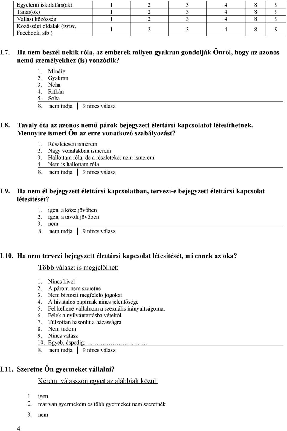 Tavaly óta az azonos nemű párok bejegyzett élettársi kapcsolatot létesíthetnek. Mennyire ismeri Ön az erre vonatkozó szabályozást? 1. Részletesen ismerem 2. Nagy vonalakban ismerem 3.