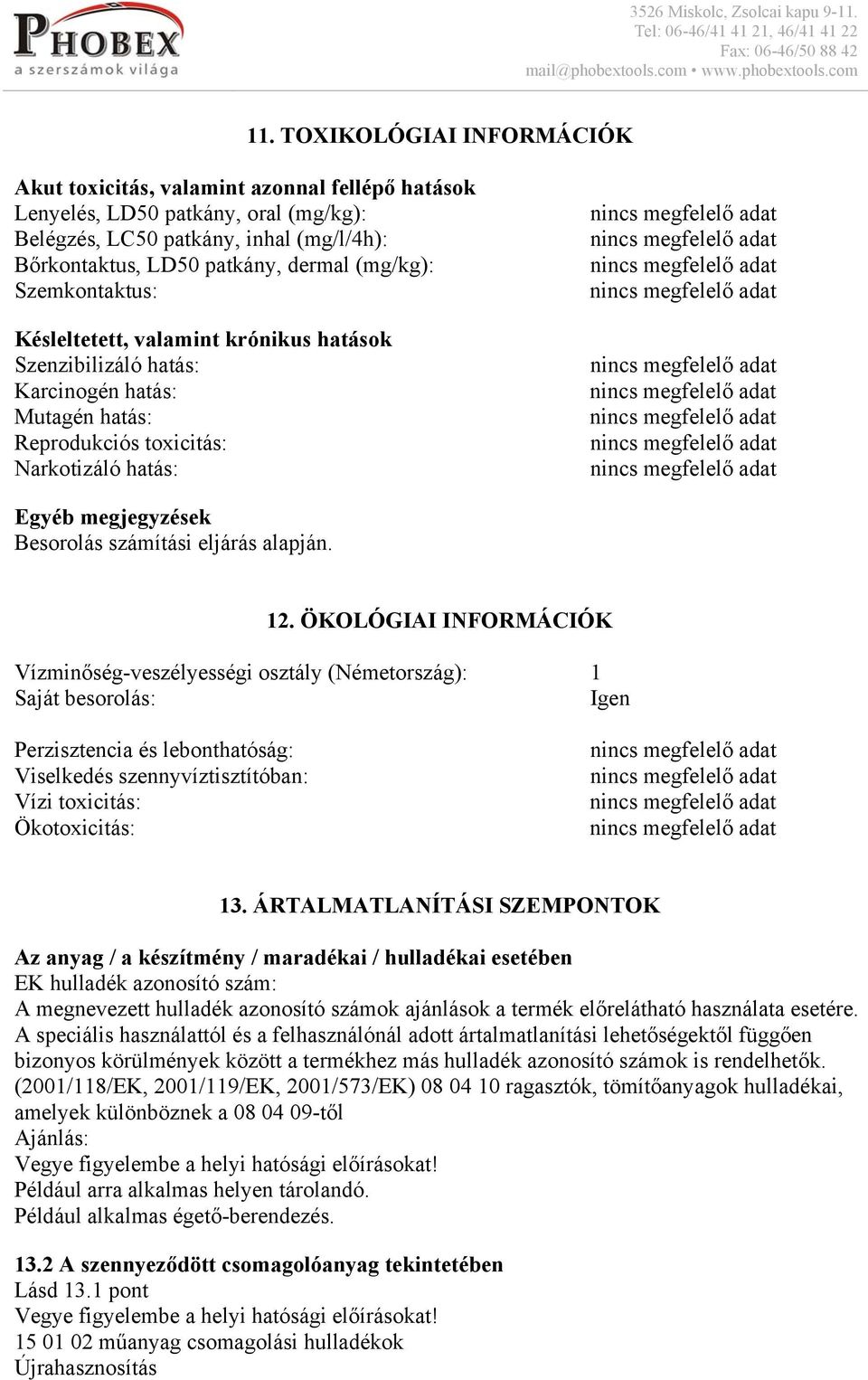 számítási eljárás alapján. 12.