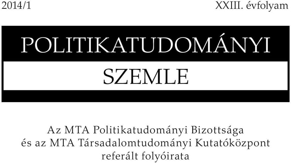 MTA Politikatudományi Bizottsága és