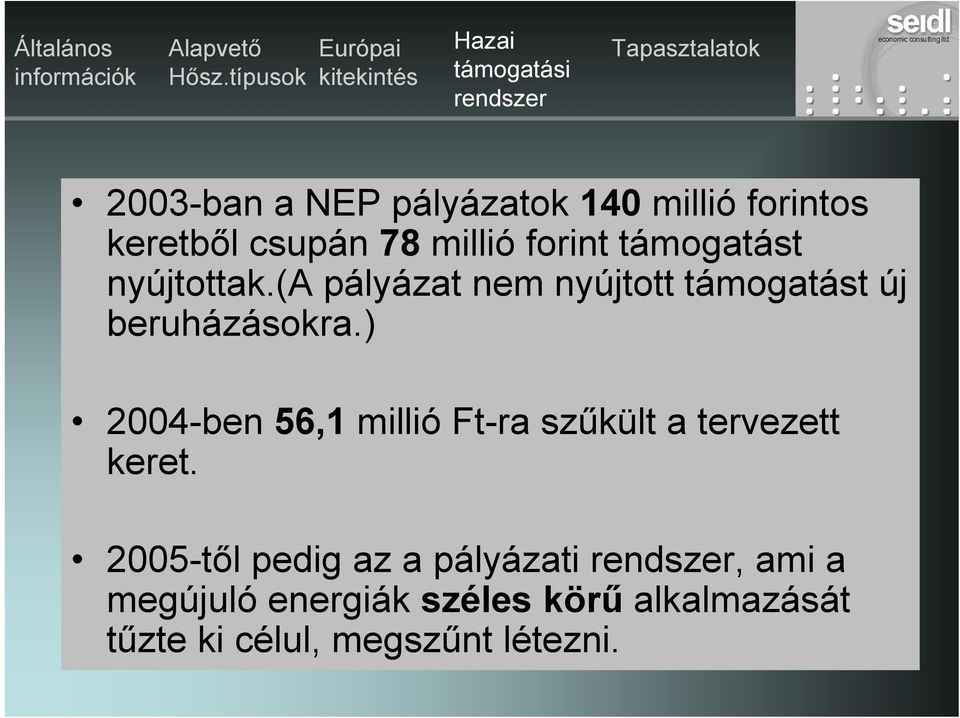 ) 2004-ben 56,1 millió Ft-ra szűkült a tervezett keret.