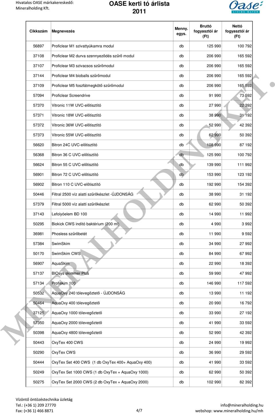 db 27 990 22 392 57371 Vitronic 18W UVC-előtisztító db 38 990 31 192 57372 Vitronic 36W UVC-előtisztító db 52 990 42 392 57373 Vitronic 55W UVC-előtisztító db 62 990 50 392 56620 Bitron 24C