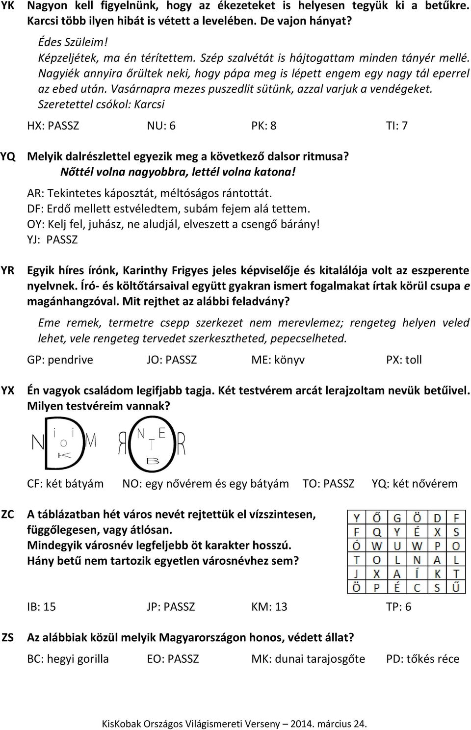 Vasárnapra mezes puszedlit sütünk, azzal varjuk a vendégeket. Szeretettel csókol: Karcsi HX: PASSZ NU: 6 PK: 8 TI: 7 YQ Melyik dalrészlettel egyezik meg a következő dalsor ritmusa?