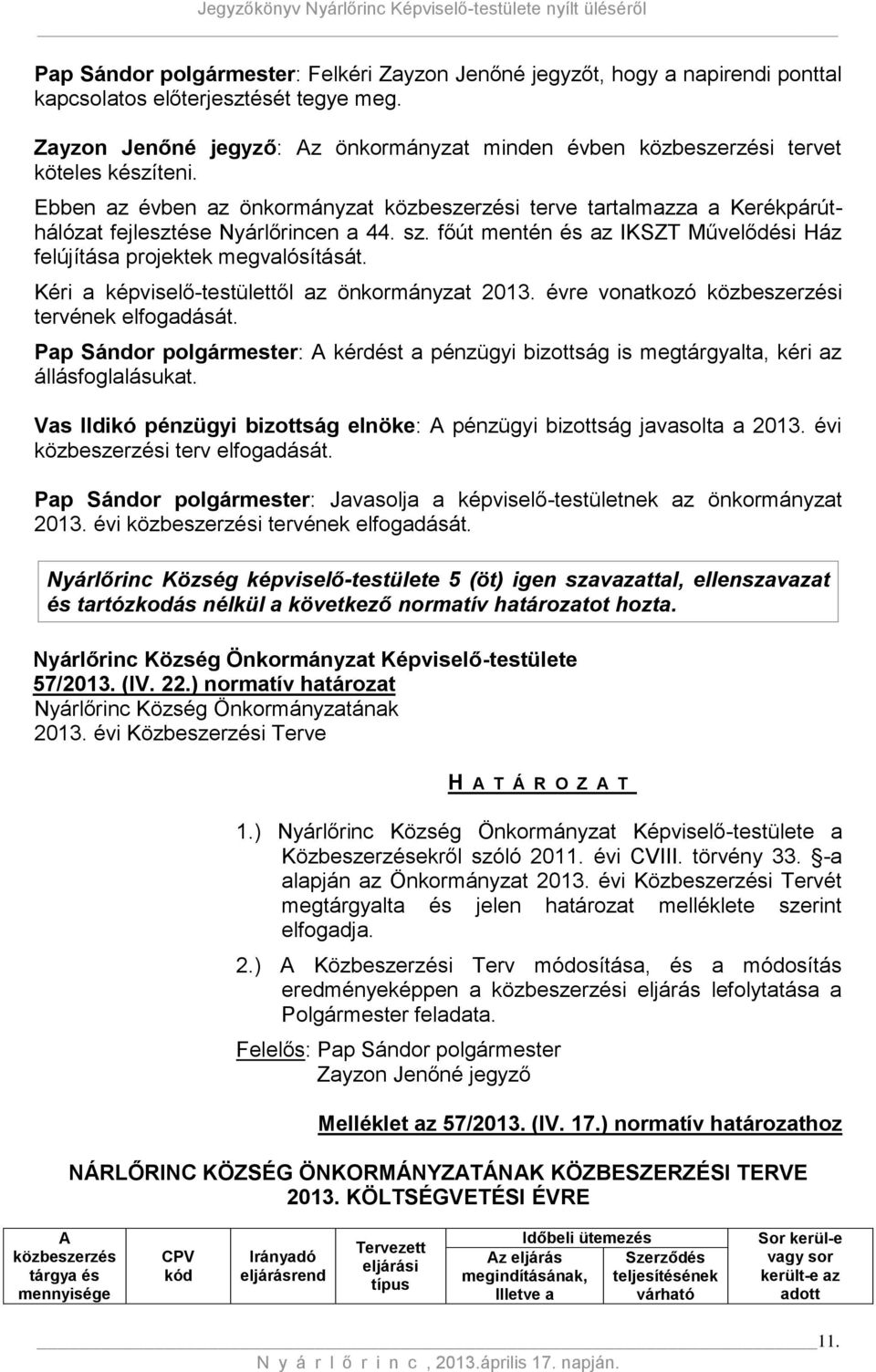Ebben az évben az önkormányzat közbeszerzési terve tartalmazza a Kerékpárúthálózat fejlesztése Nyárlőrincen a 44. sz. főút mentén és az IKSZT Művelődési Ház felújítása projektek megvalósítását.