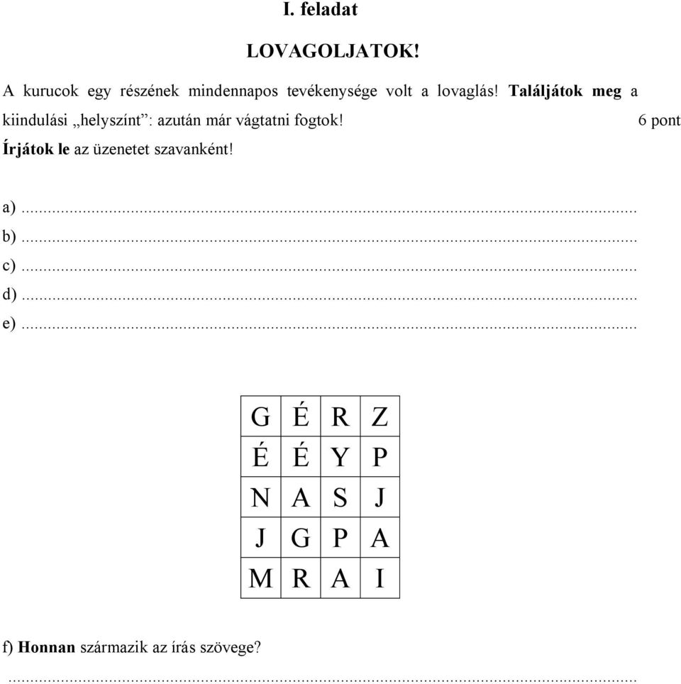 Találjátok meg a kiindulási helyszínt : azután már vágtatni fogtok!