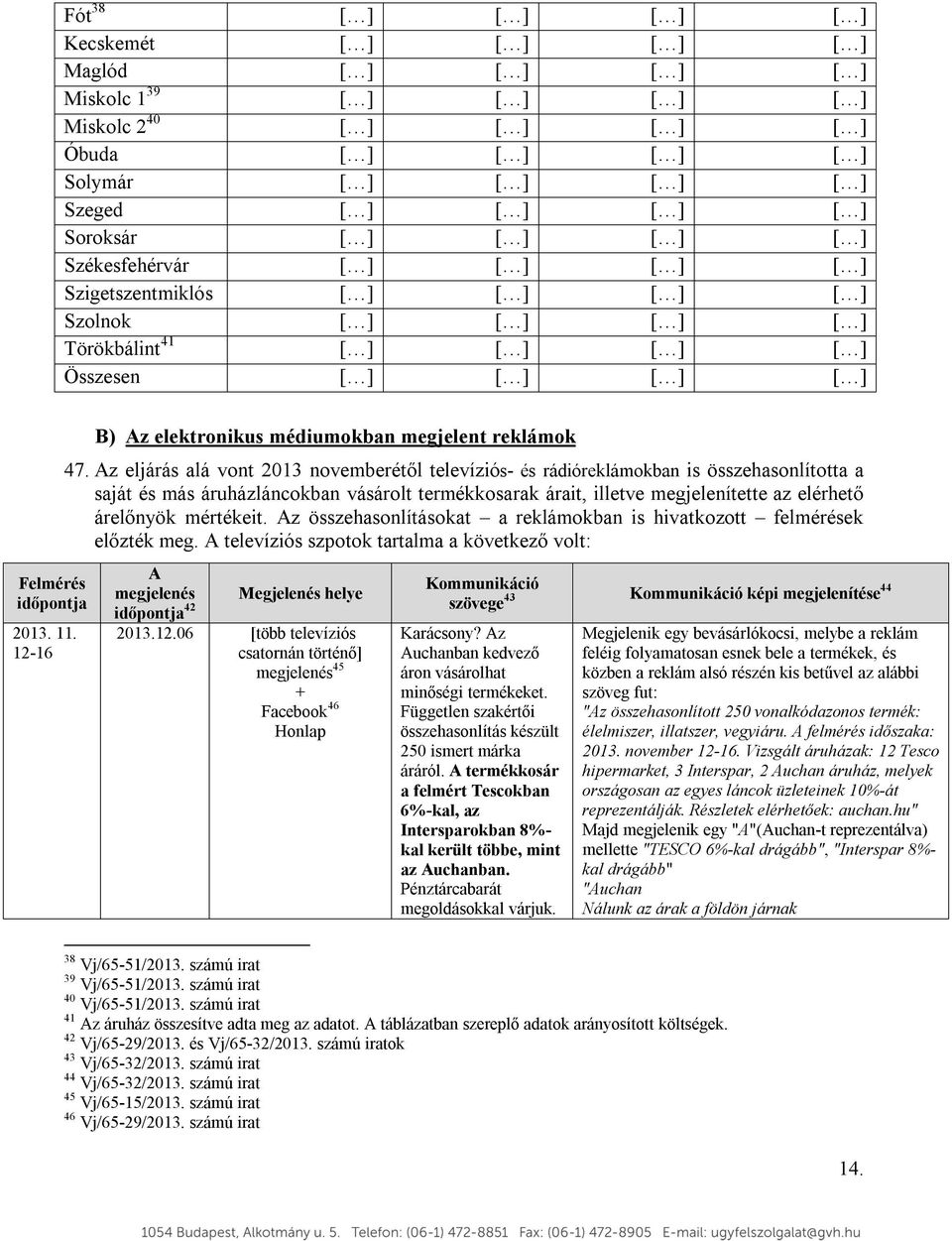 12-16 B) Az elektronikus médiumokban megjelent reklámok 47.