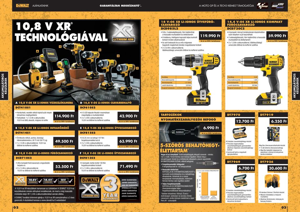 töltővel és kofferrel szállítva 14,4 V-OS XR LI-IONOS KOMPAKT FÚRÓCSAVAROZÓ DCD730C2 A kompakt, könnyű kivitelezésnek köszönhetően szűk helyeken is jól használható 2 sebességfokozatú, fém hajtóműház