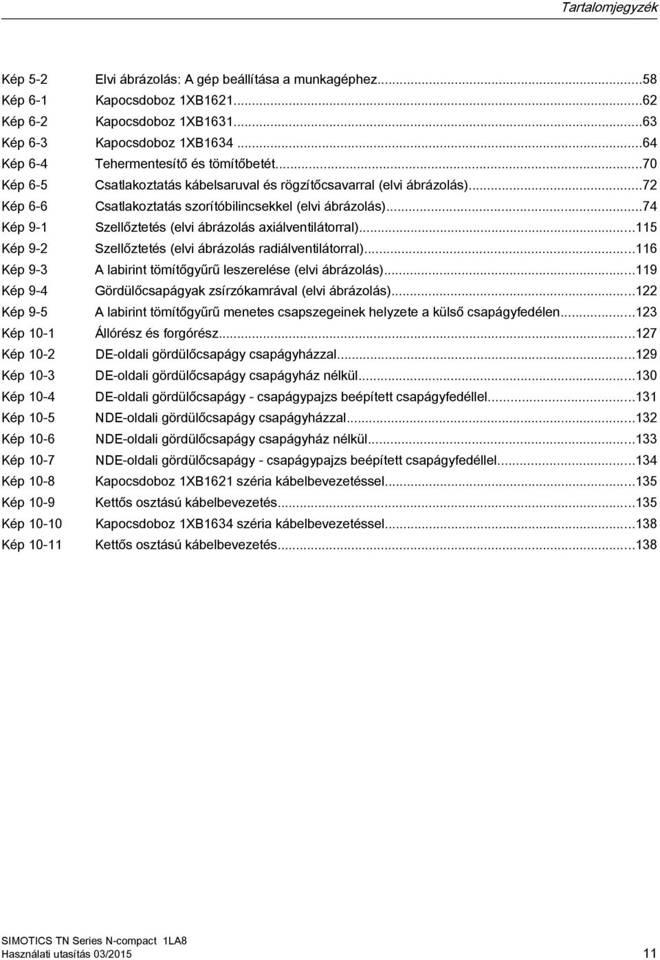 ..74 Kép 9-1 Szellőztetés (elvi ábrázolás axiálventilátorral)...115 Kép 9-2 Szellőztetés (elvi ábrázolás radiálventilátorral)...116 Kép 9-3 A labirint tömítőgyűrű leszerelése (elvi ábrázolás).