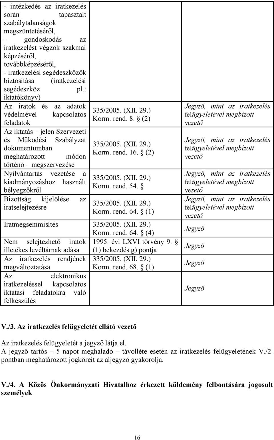 : iktatókönyv) Az iratok és az adatok védelmével kapcsolatos feladatok Az iktatás jelen Szervezeti és Működési Szabályzat dokumentumban meghatározott módon történő megszervezése Nyilvántartás