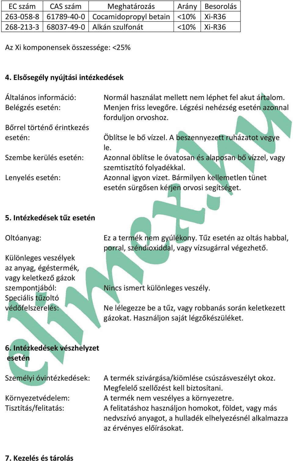 Menjen friss levegőre. Légzési nehézség esetén azonnal forduljon orvoshoz. Öblítse le bő vízzel. A beszennyezett ruházatot vegye le.