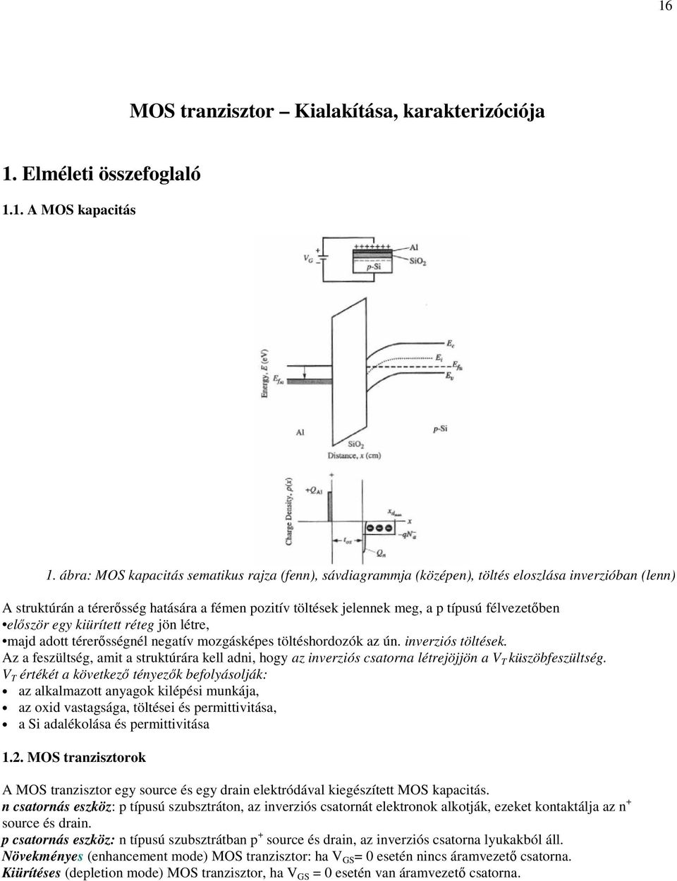 félvezetőben először egy kiürített réteg jön létre, majd adott térerősségnél negatív mozgásképes töltéshordozók az ún. inverziós töltések.