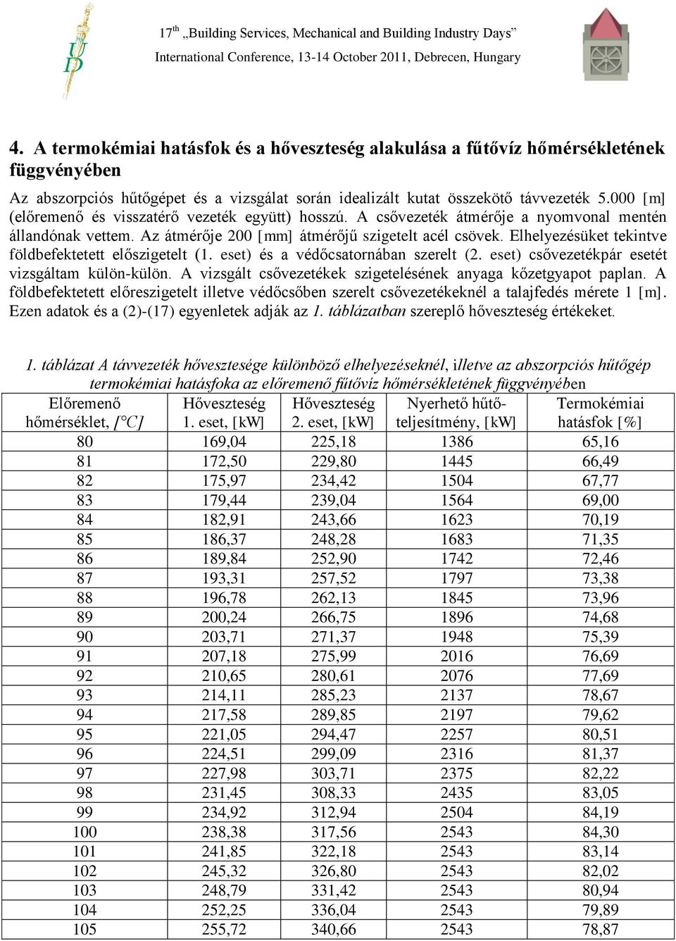 A csőezeték átéője a nyoonal entén állandónak ette. Az átéője 00 [] átéőjű igetelt acél csek. Elhelyezésüket tekinte ldbeektetett előigetelt (. eset) és a édőcsatonában eelt (.