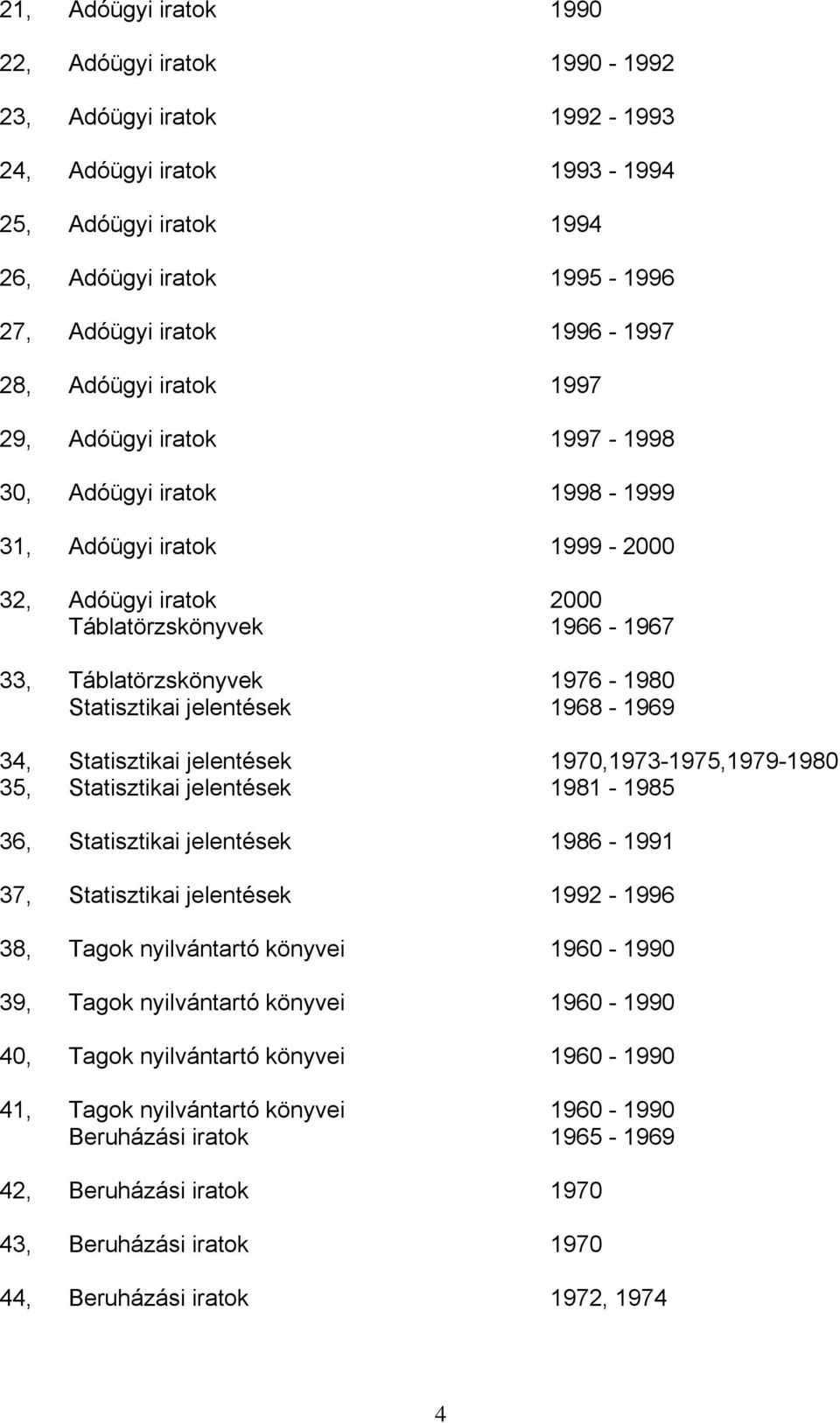 Statisztikai jelentések 1968-1969 34, Statisztikai jelentések 1970,1973-1975,1979-1980 35, Statisztikai jelentések 1981-1985 36, Statisztikai jelentések 1986-1991 37, Statisztikai jelentések