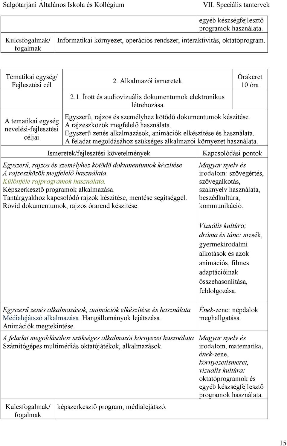 Egyszerű zenés alkalmazások, animációk elkészítése és használata. A feladat megoldásához szükséges alkalmazói környezet használata.