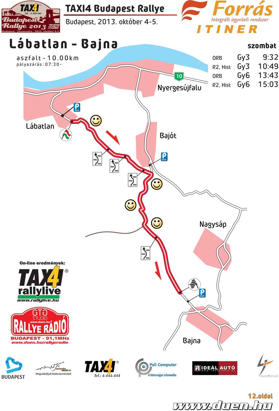 00km pályazárás : 07:30-10 Nyergesújfalu szombat Gy3