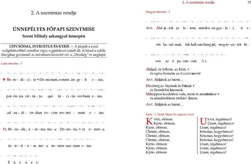 szkóla liturgikus gesztusait: az introitusra keresztet vet, a Dicsőség -re meghajol.