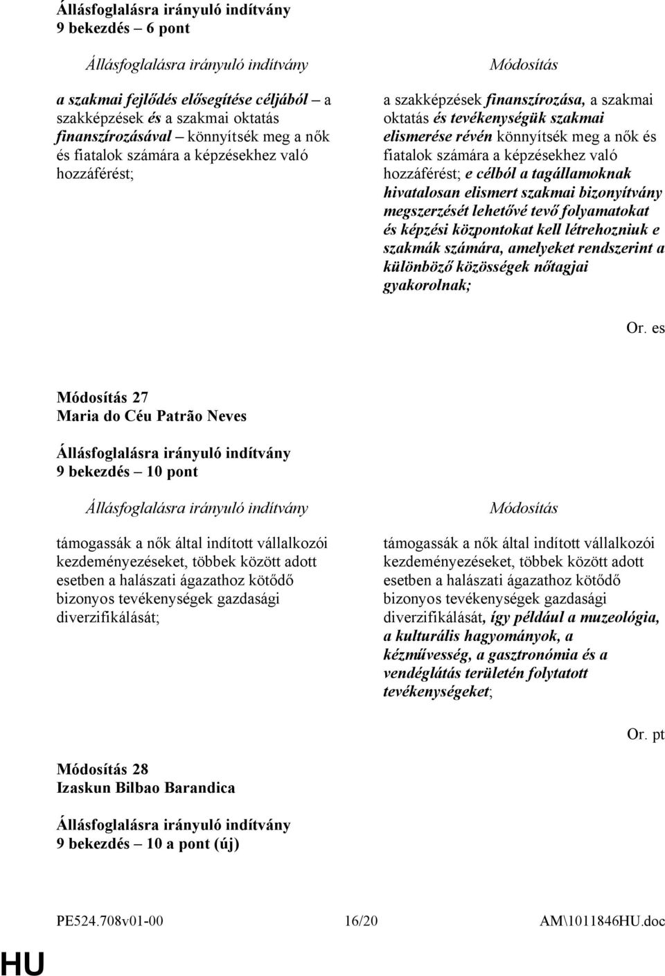 szakmai bizonyítvány megszerzését lehetővé tevő folyamatokat és képzési központokat kell létrehozniuk e szakmák számára, amelyeket rendszerint a különböző közösségek nőtagjai gyakorolnak; Or.