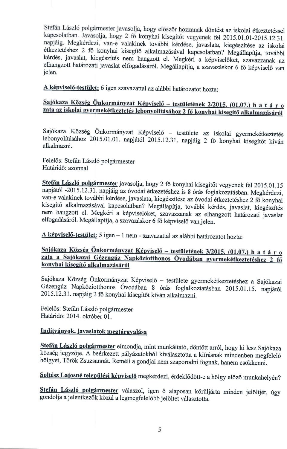 MegSllapitja, a szavazitskor 6 f6 k6pvisel6 van jelen.