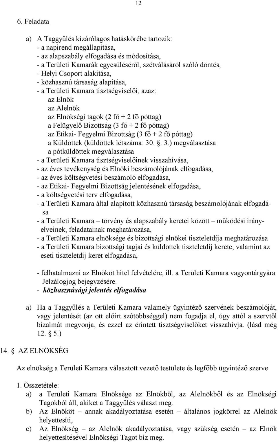 póttag) az Etikai- Fegyelmi Bizottság (3 fő + 2 fő póttag) a Küldöttek (küldöttek létszáma: 30