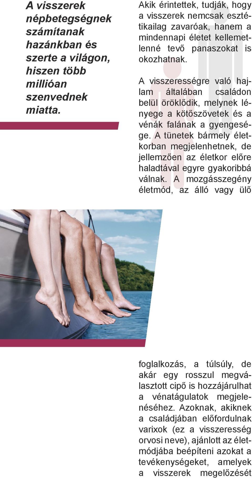 A visszerességre való hajlam általában családon belül öröklődik, melynek lényege a kötőszövetek és a vénák falának a gyengesége.
