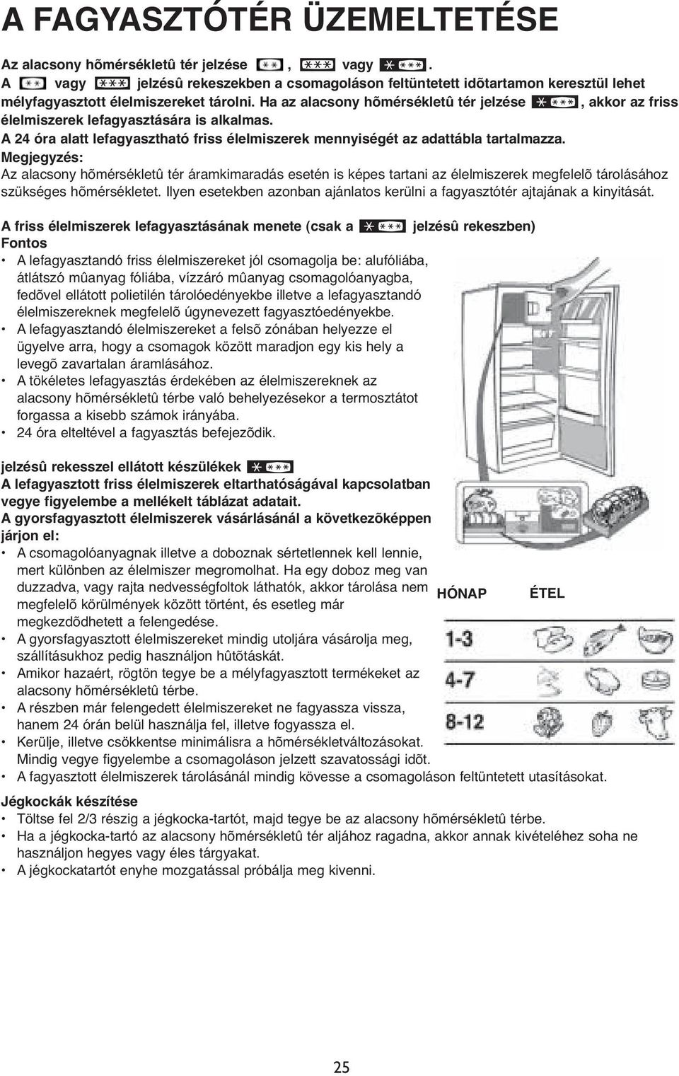 Az alacsony hõmérsékletû tér áramkimaradás esetén is képes tartani az élelmiszerek megfelelõ tárolásához szükséges hõmérsékletet.