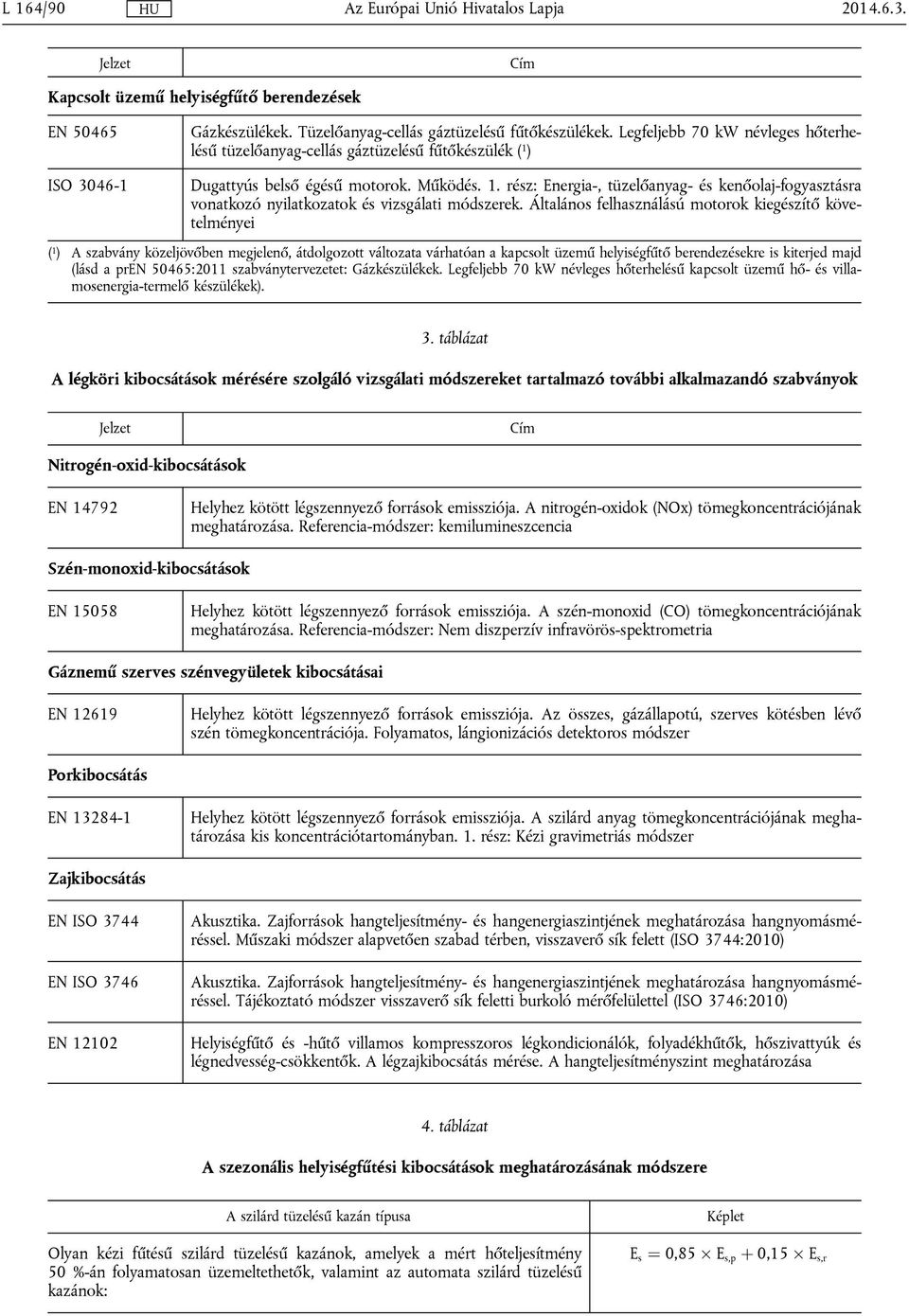 Általános felhasználású motorok kiegészítő követelményei ( 1 ) A szabvány közeljövőben megjelenő, átdolgozott változata várhatóan a kapcsolt üzemű helyiségfűtő berendezésekre is kiterjed majd (lásd a