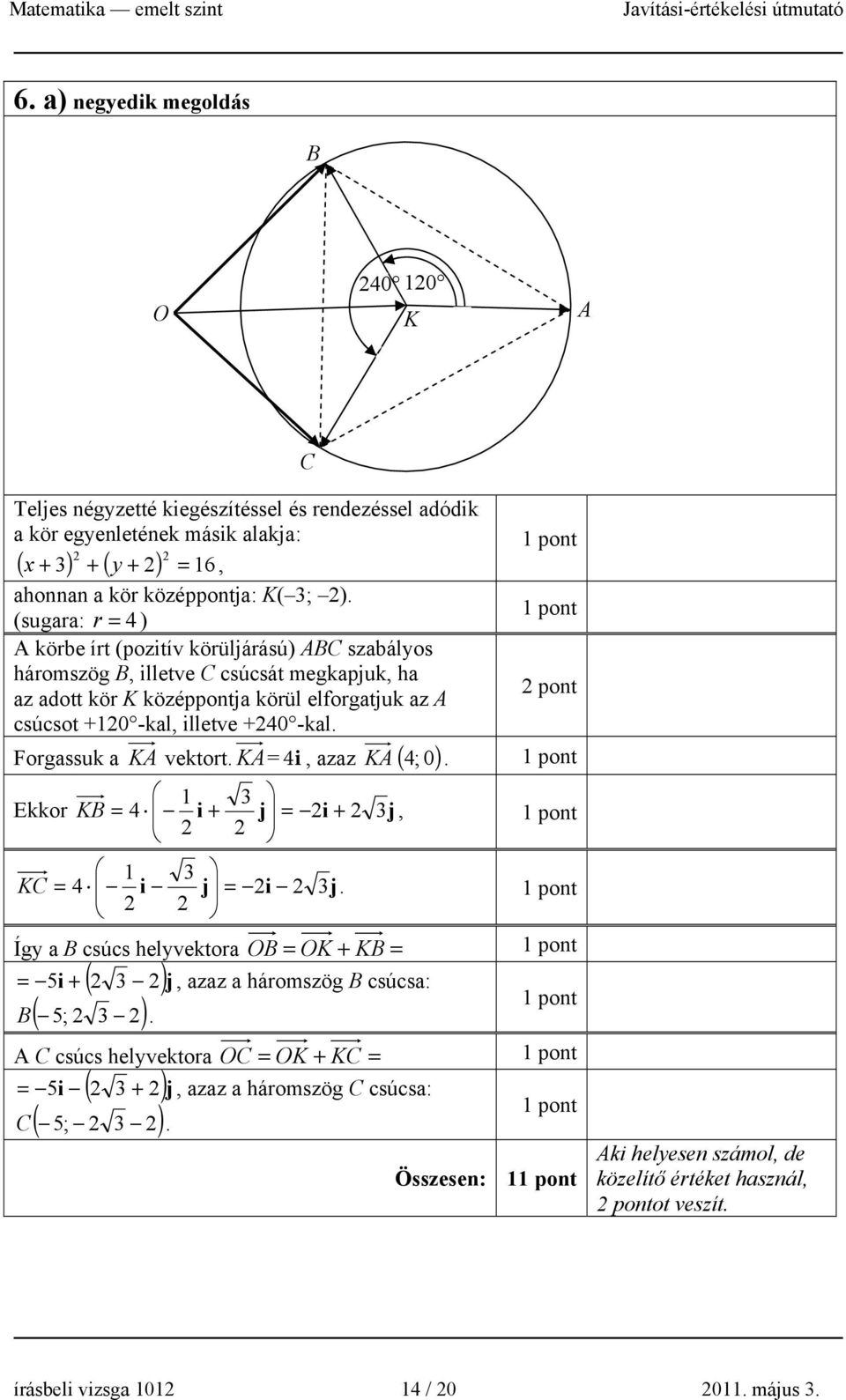 -kal. Forgassuk a KA vektort. KA= i Ekkor 4, azaz ( 4; 0) pont KA. KB = 4 i j + = i + j, KC = 4 i j = i j.