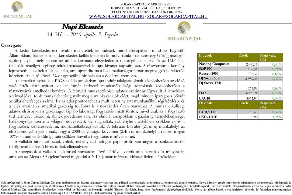 szóló pletyka, mely szerint az athéni kormány elégedetlen a nemrégiben az EU és az IMF által felkínált pénzügyi segítség feltételrendszerével és újra kívánja tárgyalni azt.