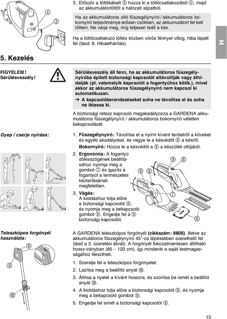 a a tцltхcsatlakozу tцltйs kцzben vцrцs fйnnyel villog, hiba lйpett fel (lбsd: 8. ibaelhбrнtбs). 5. Kezelйs FIGYELEM! Sйrьlйsveszйly!